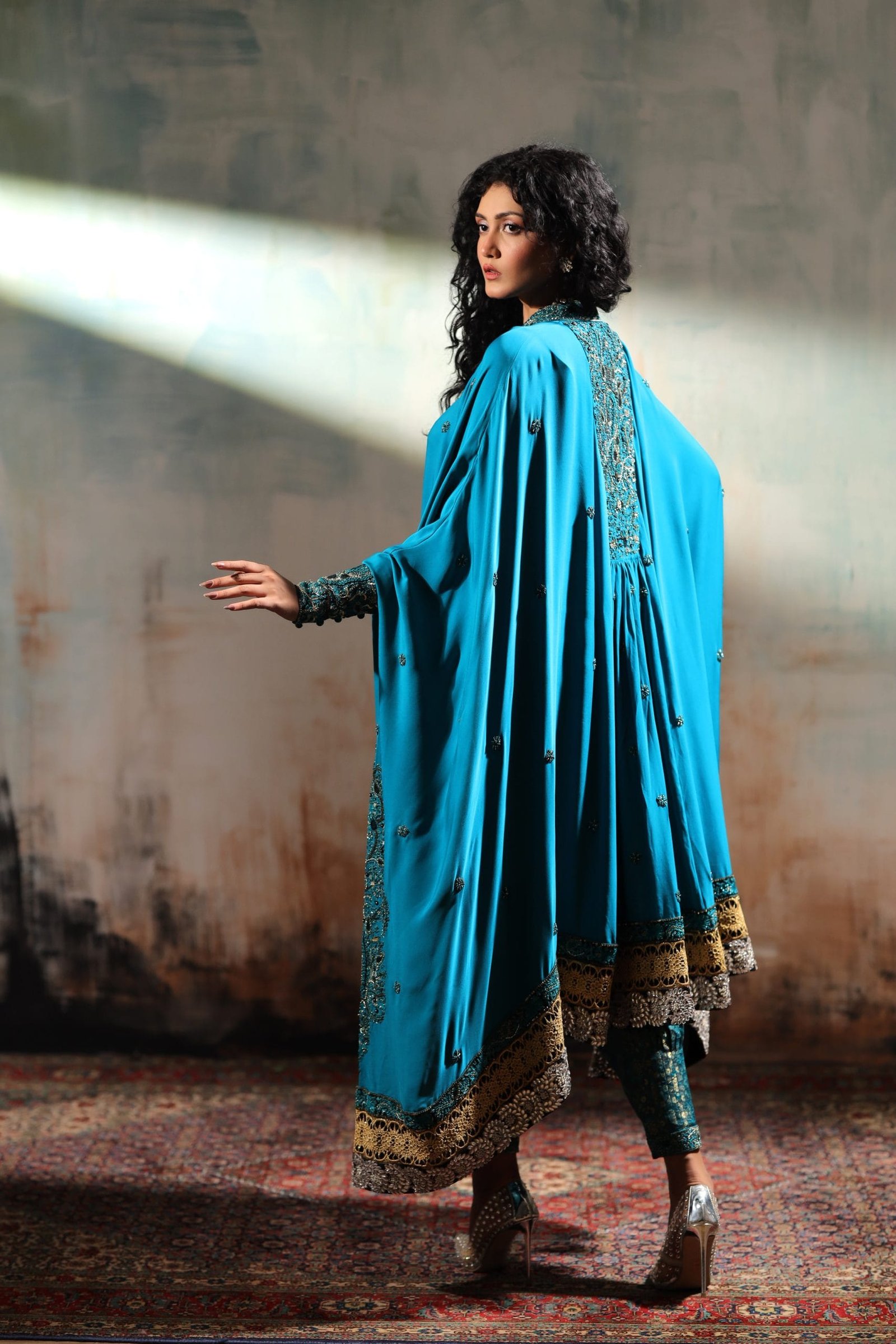 Resham Hand Embroidered Kaftan Cape - Image 6