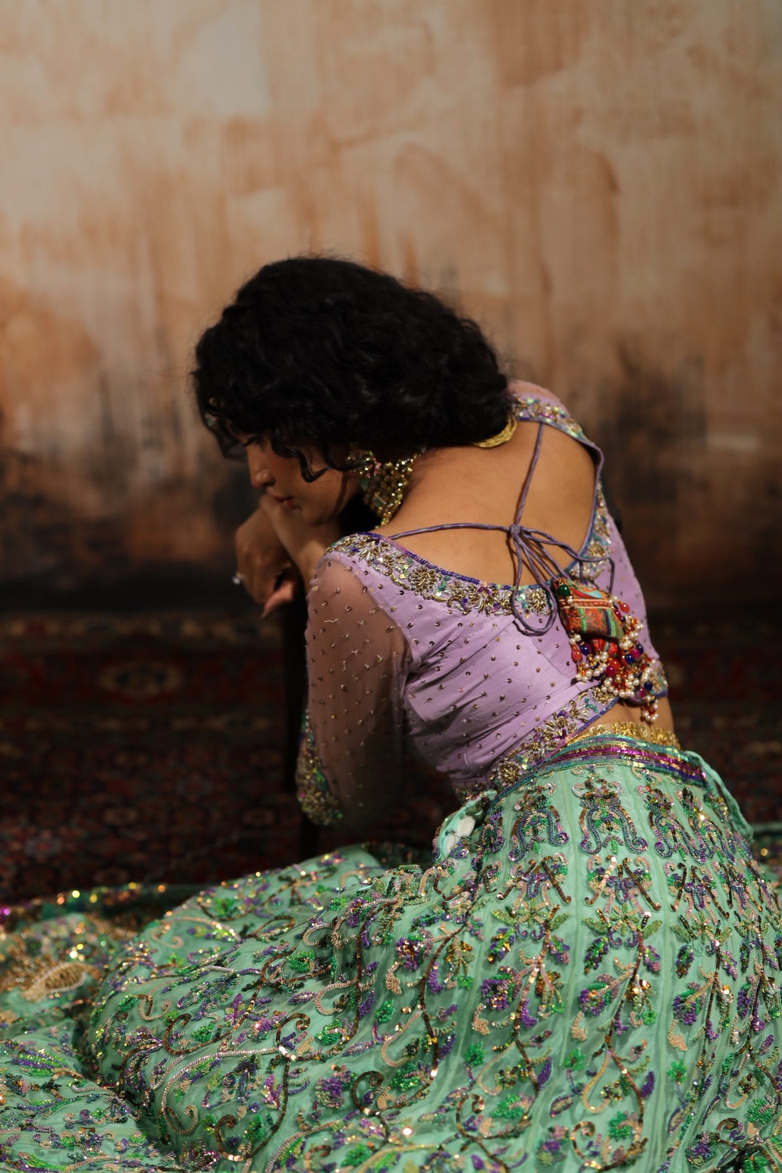 Multi Color Sequin Embroidered Lehenga - Image 5