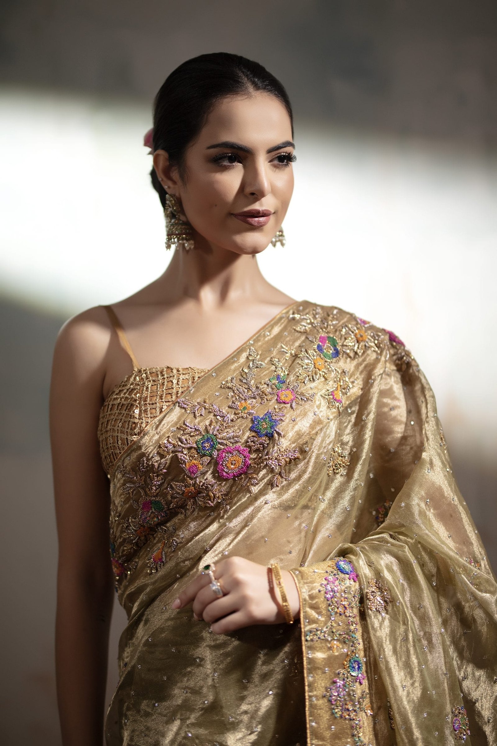 Embellished Tissue Saree - Image 9