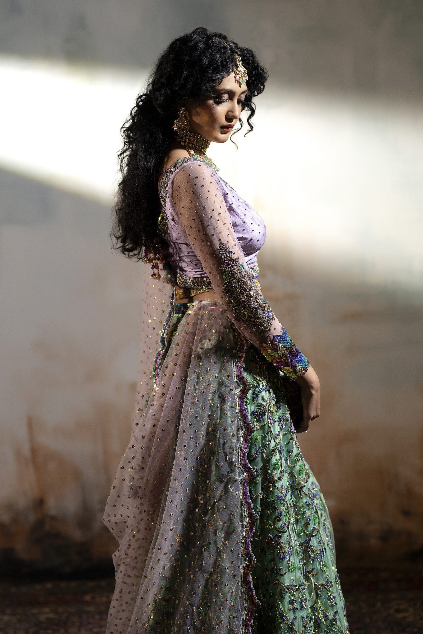 Multi Color Sequin Embroidered Lehenga - Image 4