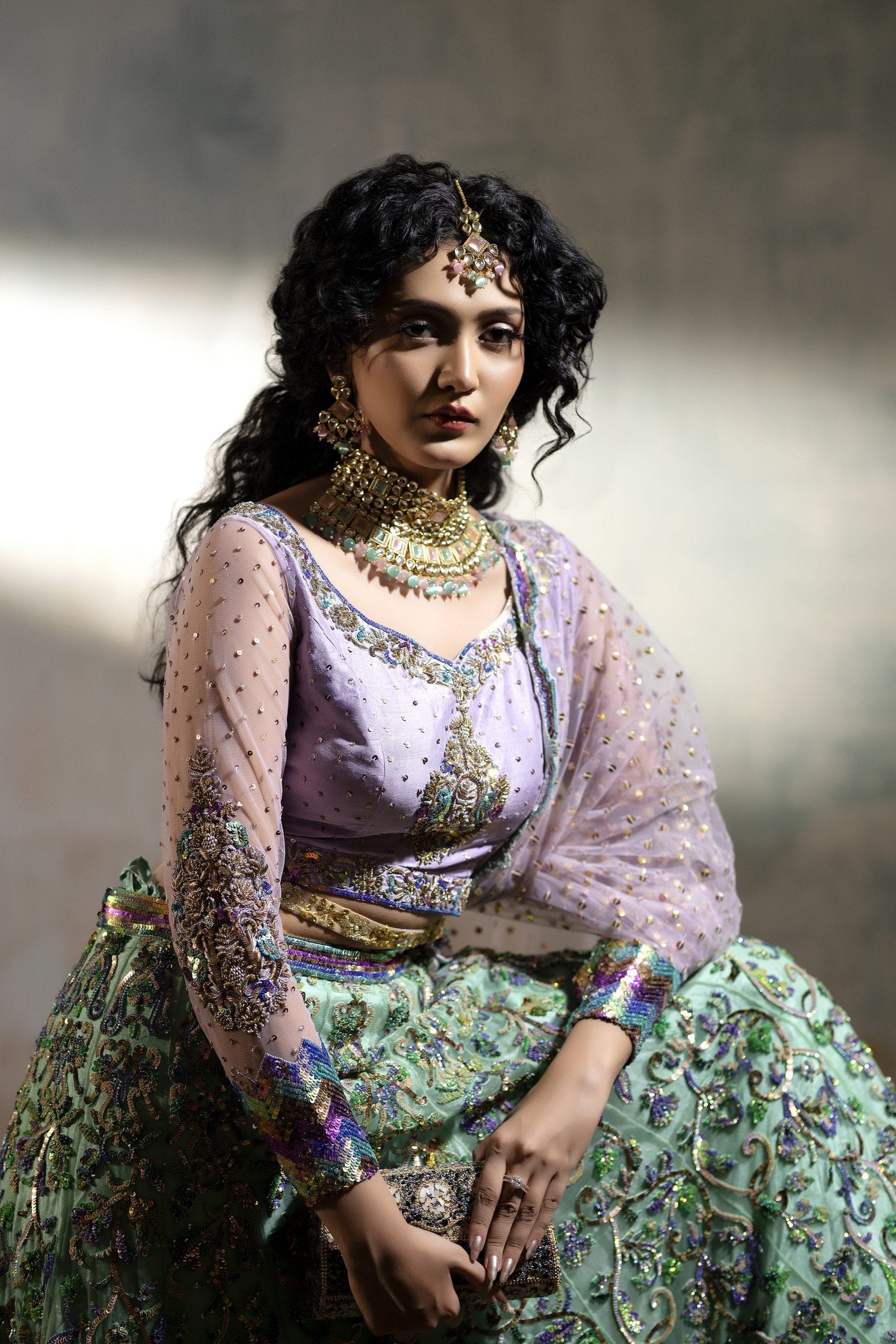 Multi Color Sequin Embroidered Lehenga - Image 3