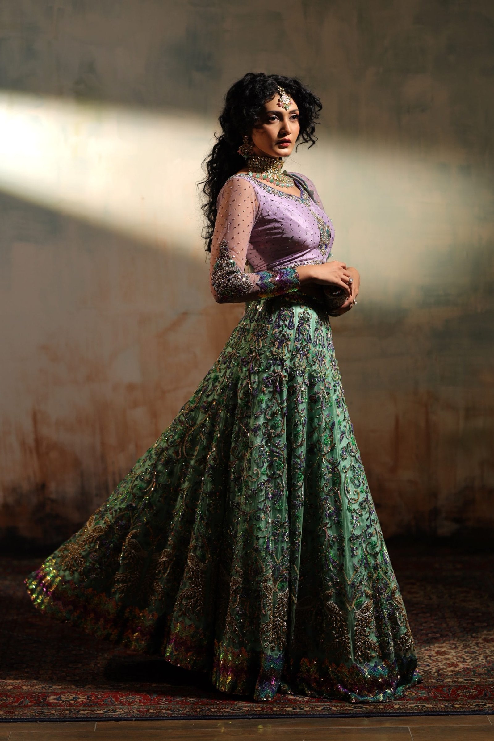 Multi Color Sequin Embroidered Lehenga - Image 8