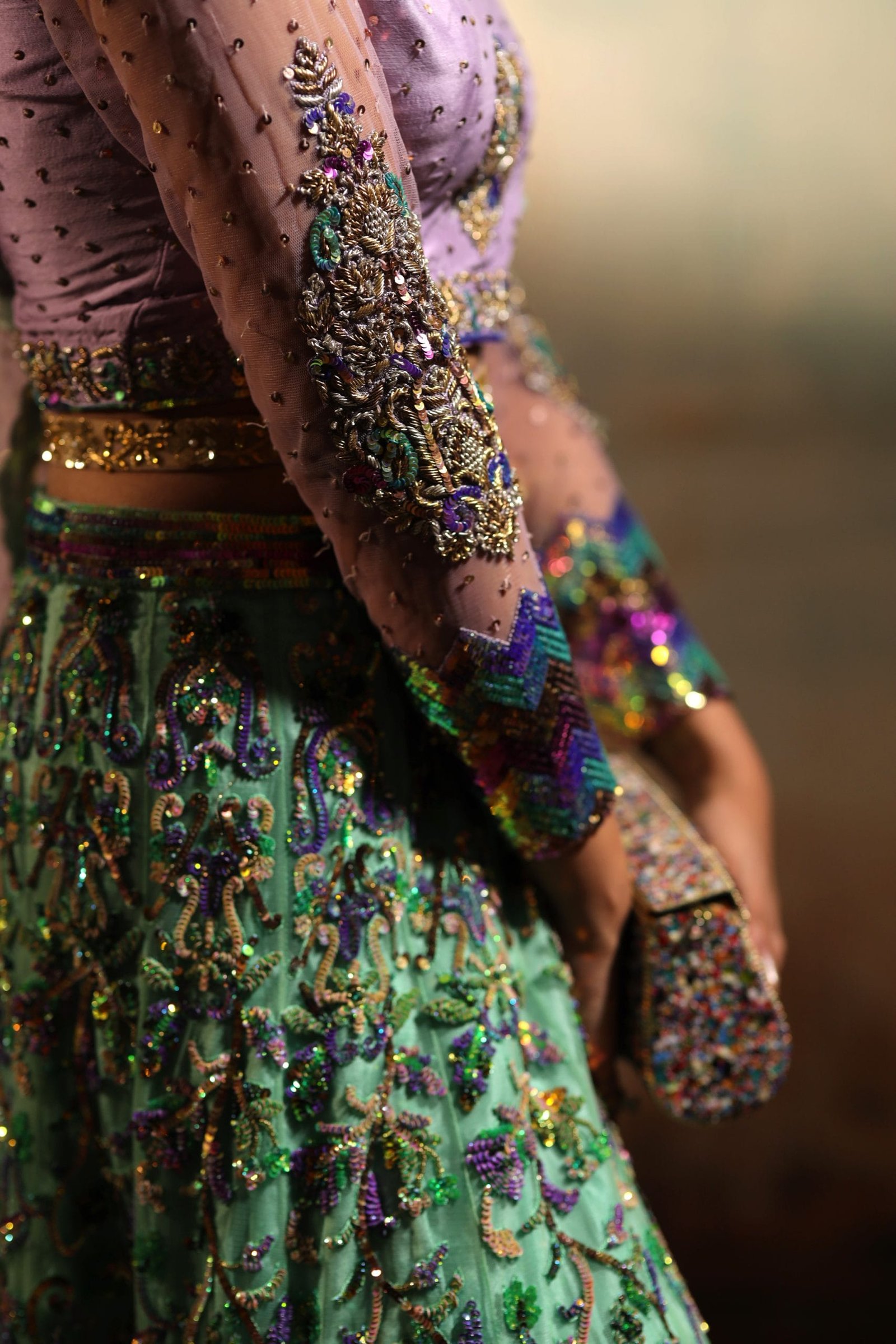 Multi Color Sequin Embroidered Lehenga - Image 7