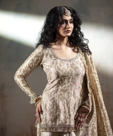 Mughal Embroidered Gharara with Jaal Dupatta