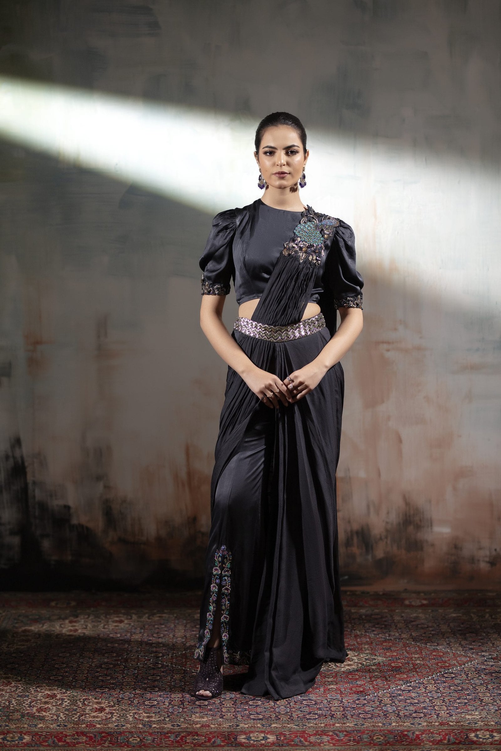Embellished Peacock Concept Saree - Image 2