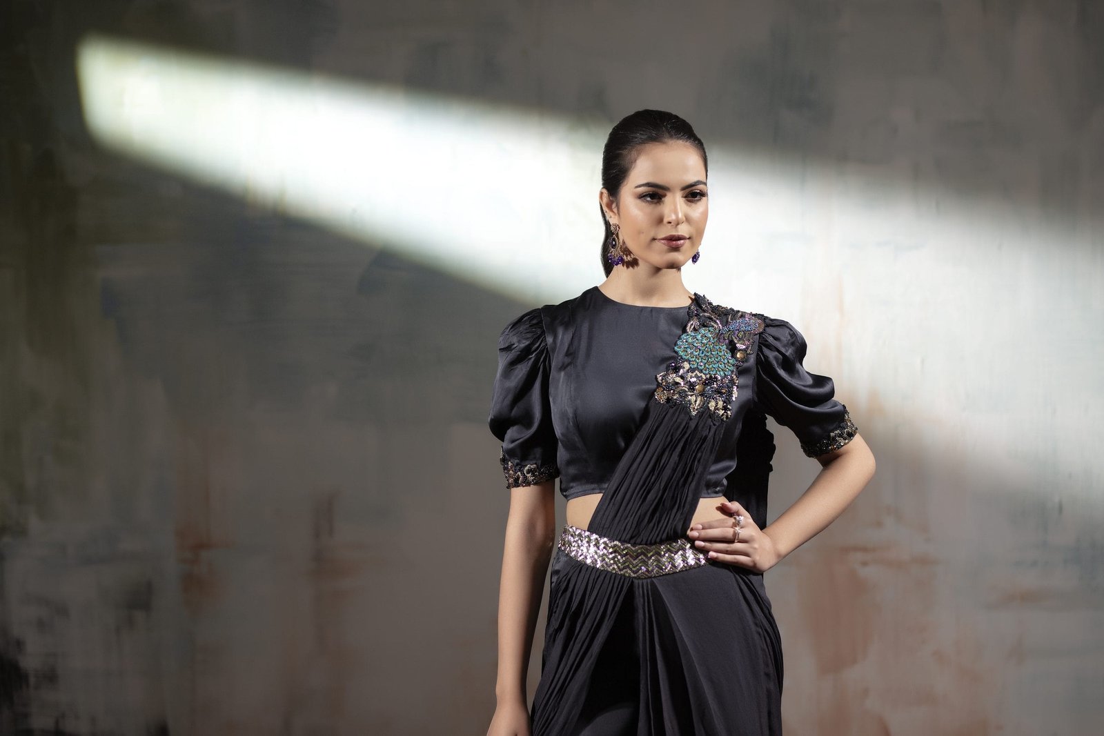 Embellished Peacock Concept Saree - Image 4