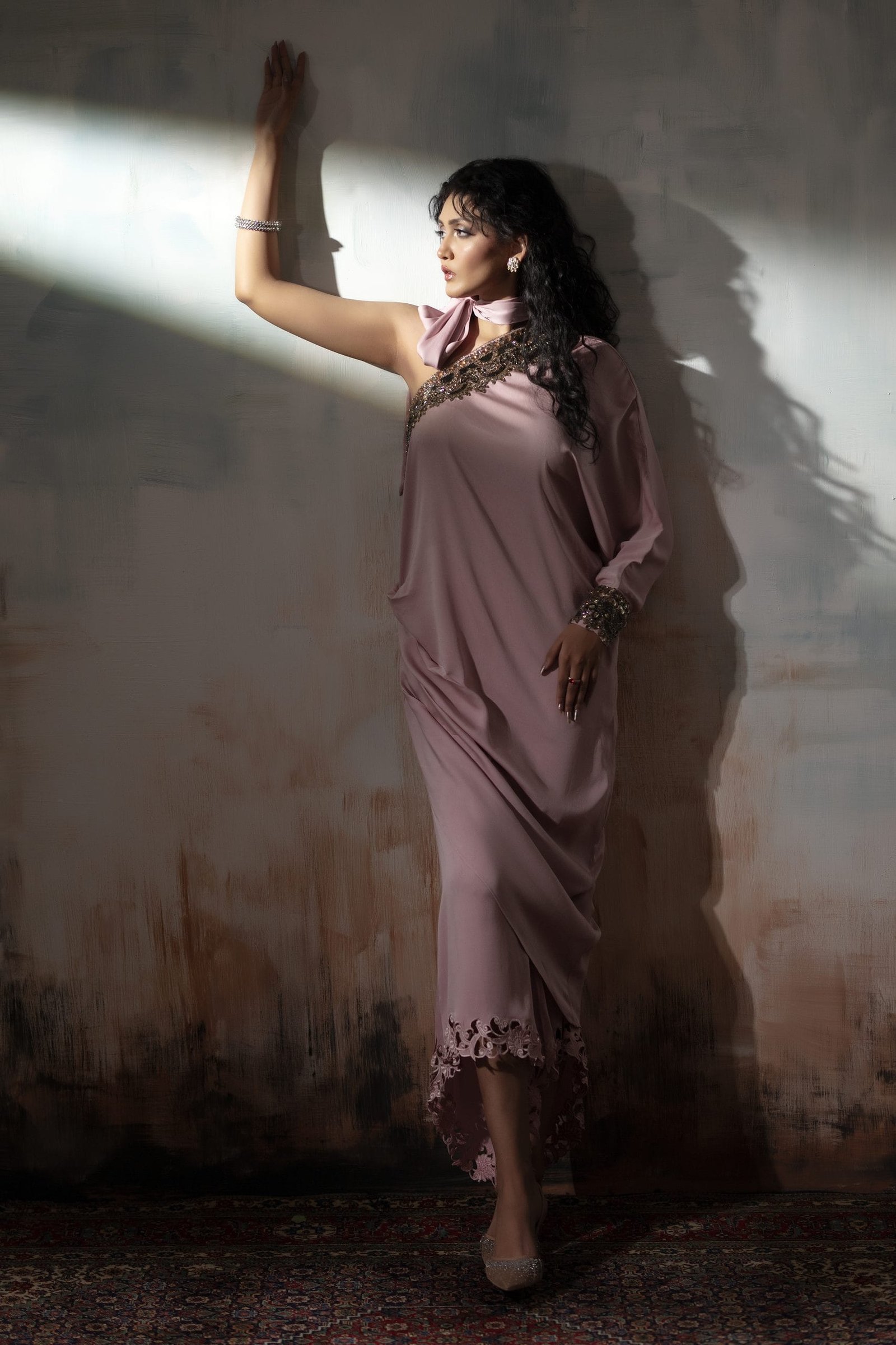 One Shoulder Draped Dress - Image 7