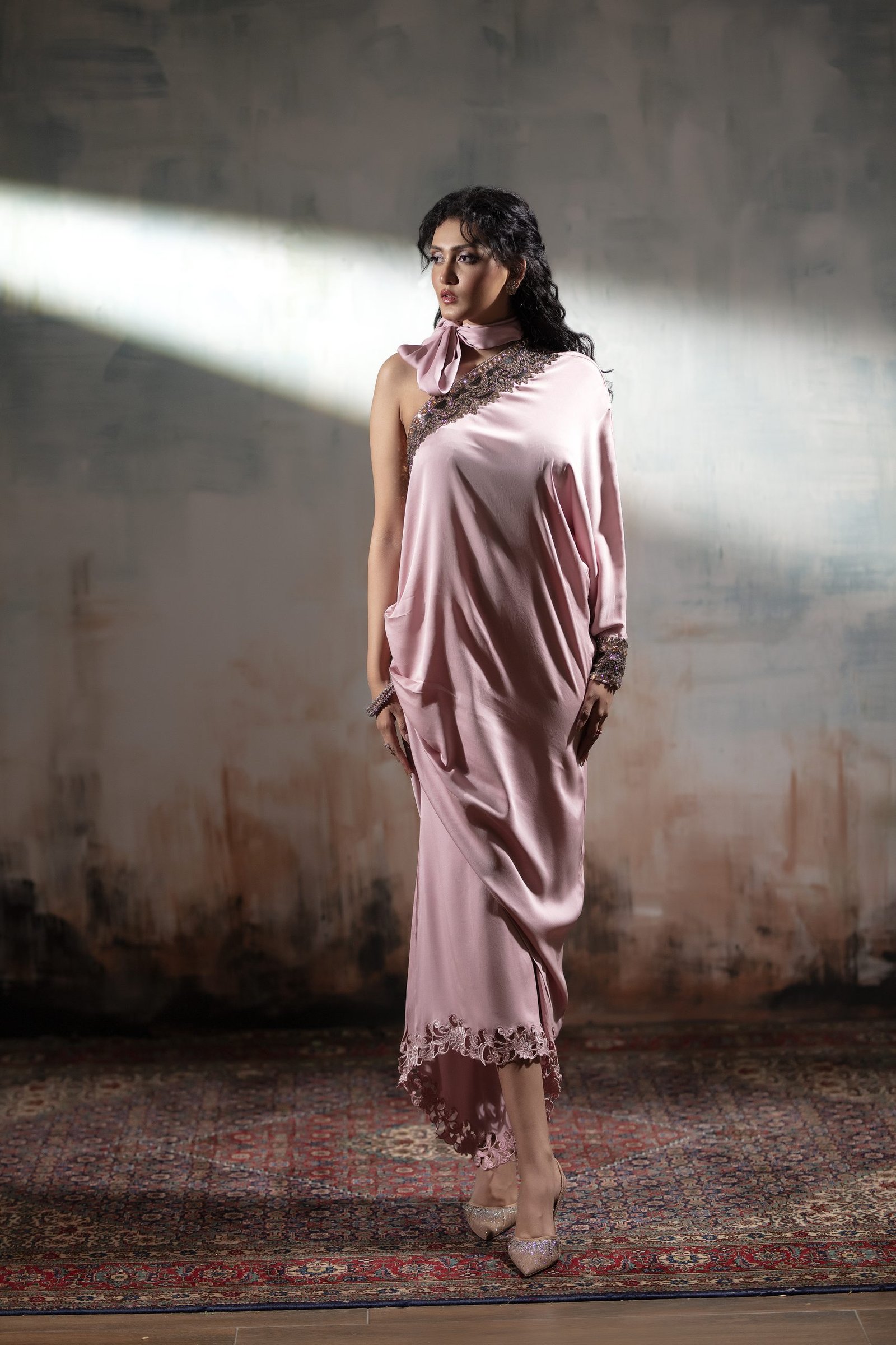 One Shoulder Draped Dress - Image 9