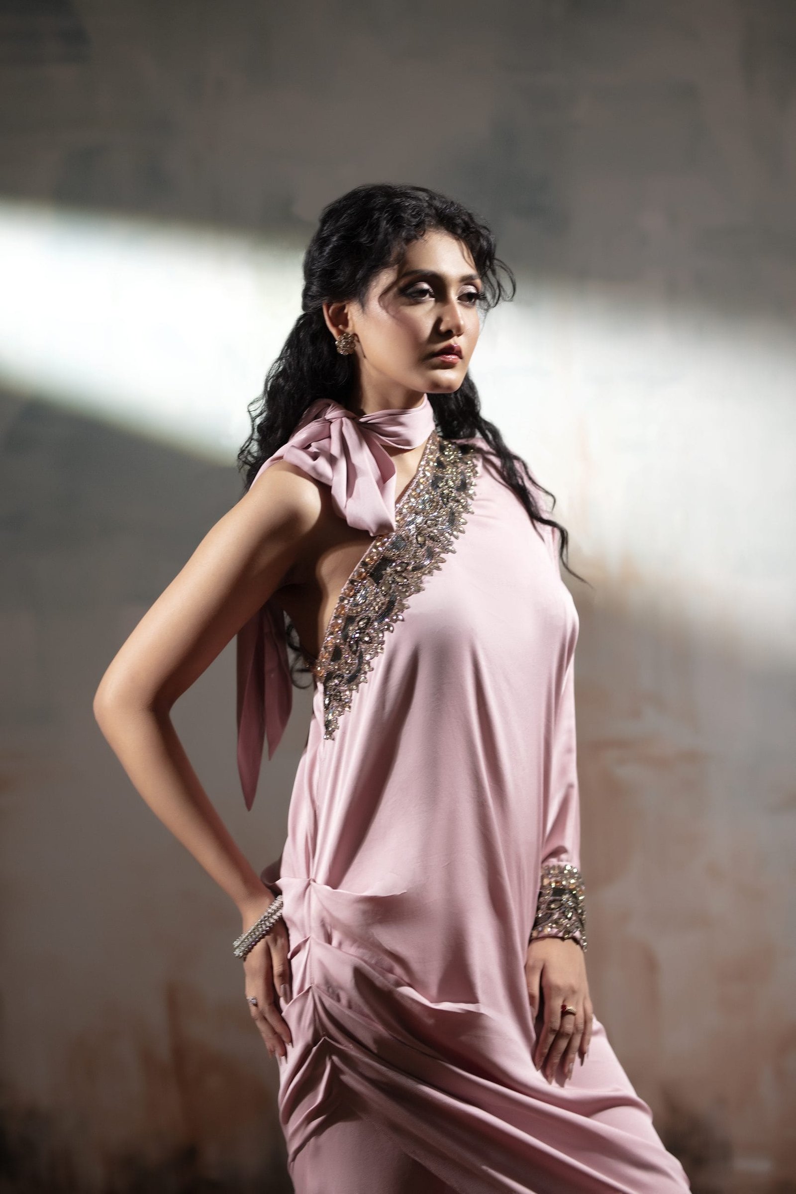 One Shoulder Draped Dress - Image 11