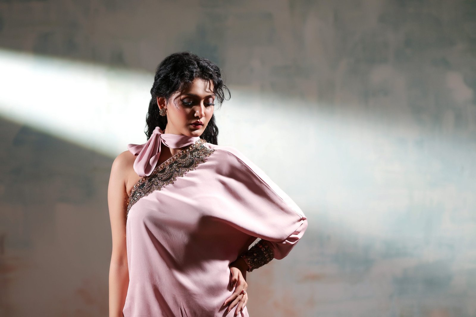 One Shoulder Draped Dress - Image 12