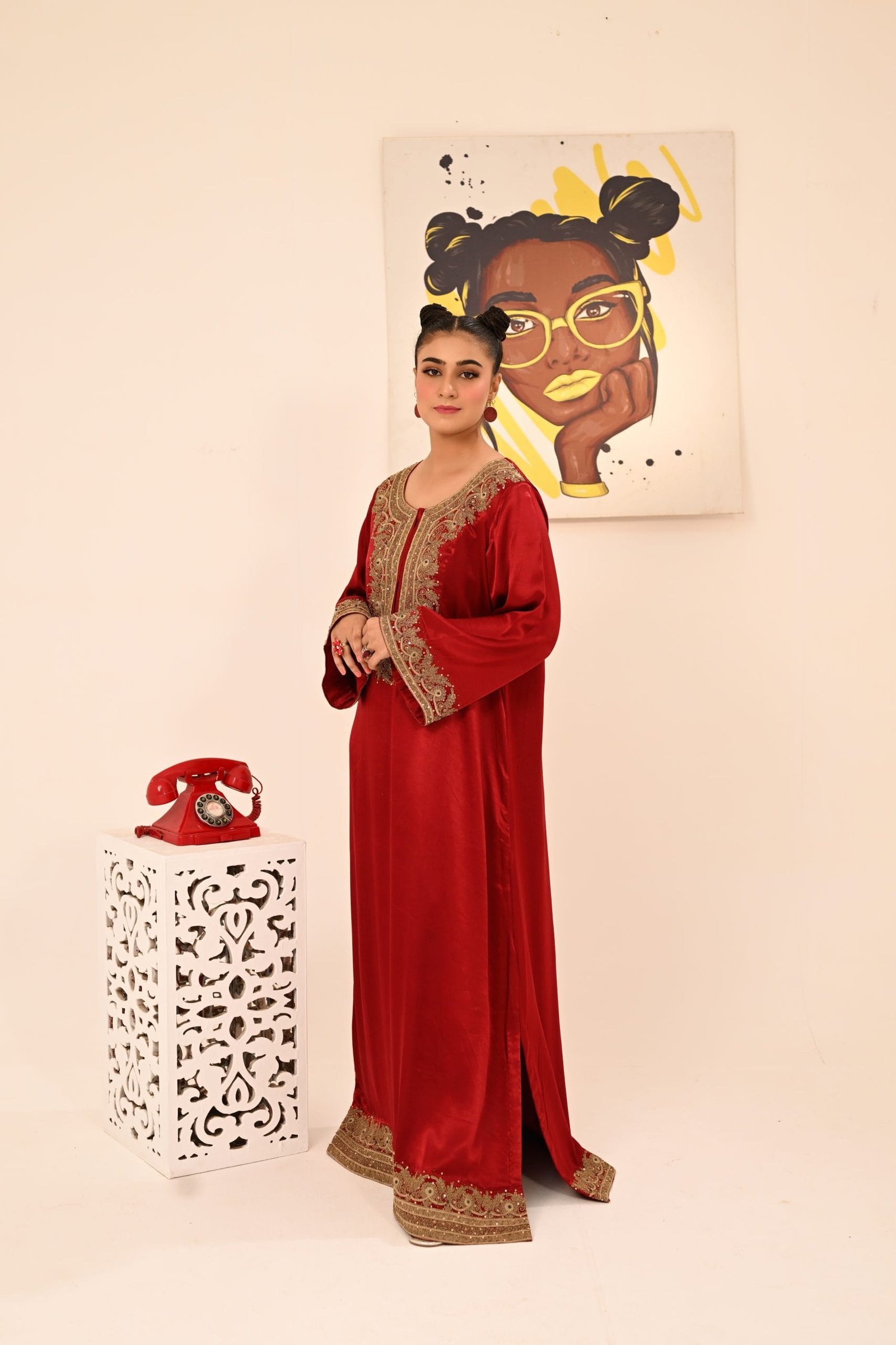 Red Long Kaftan Shirt