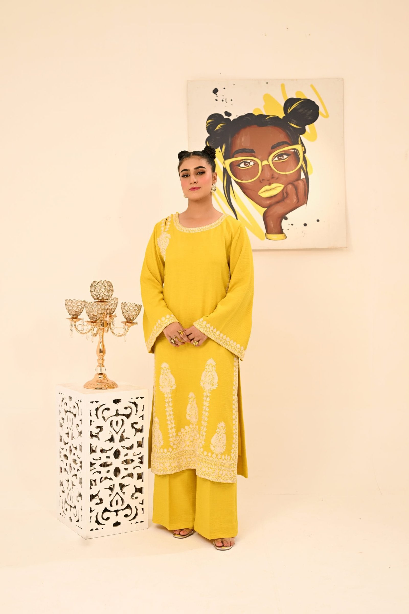 Dirty Yellow Long Shirt with Pants - Image 9