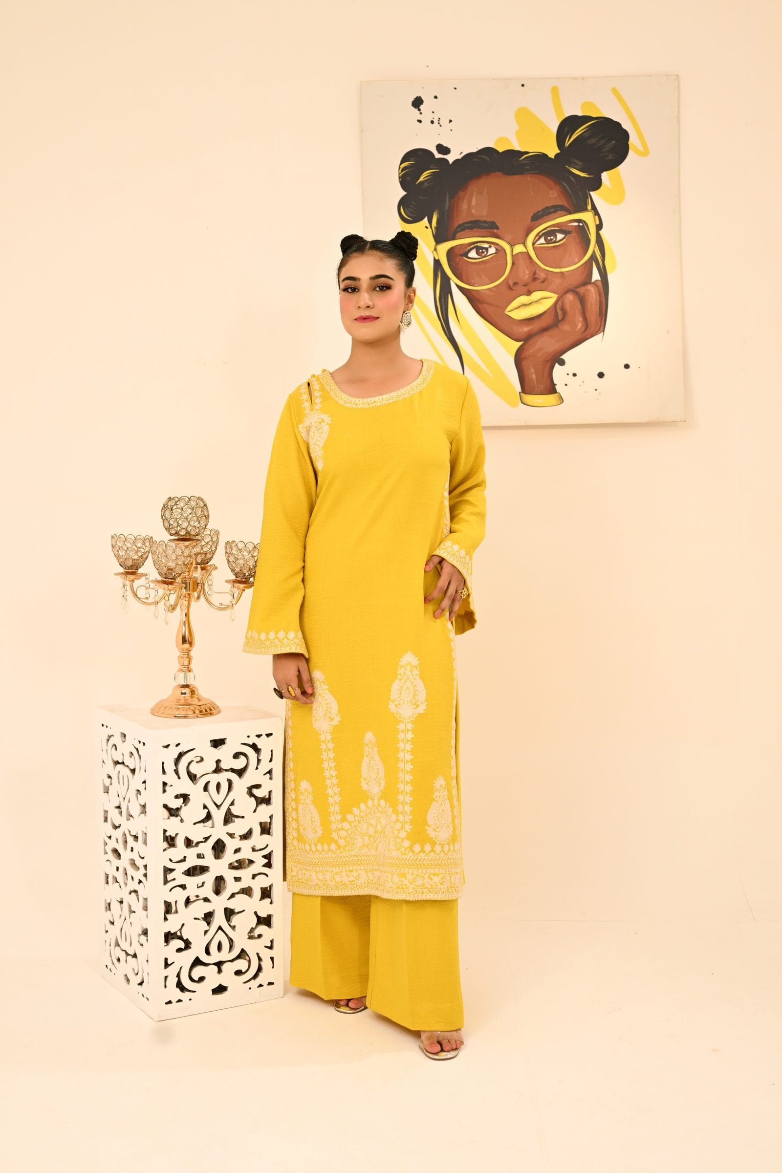 Dirty Yellow Long Shirt with Pants - Image 8