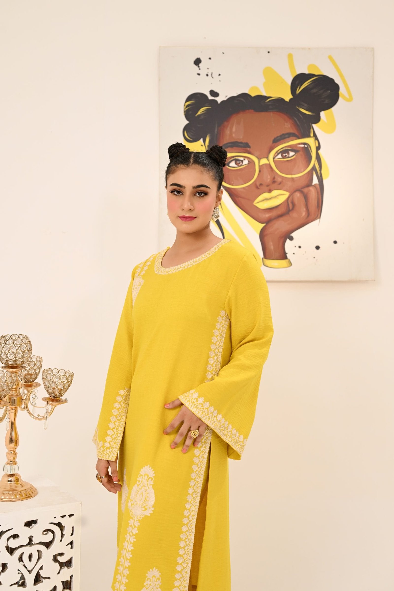 Dirty Yellow Long Shirt with Pants - Image 6