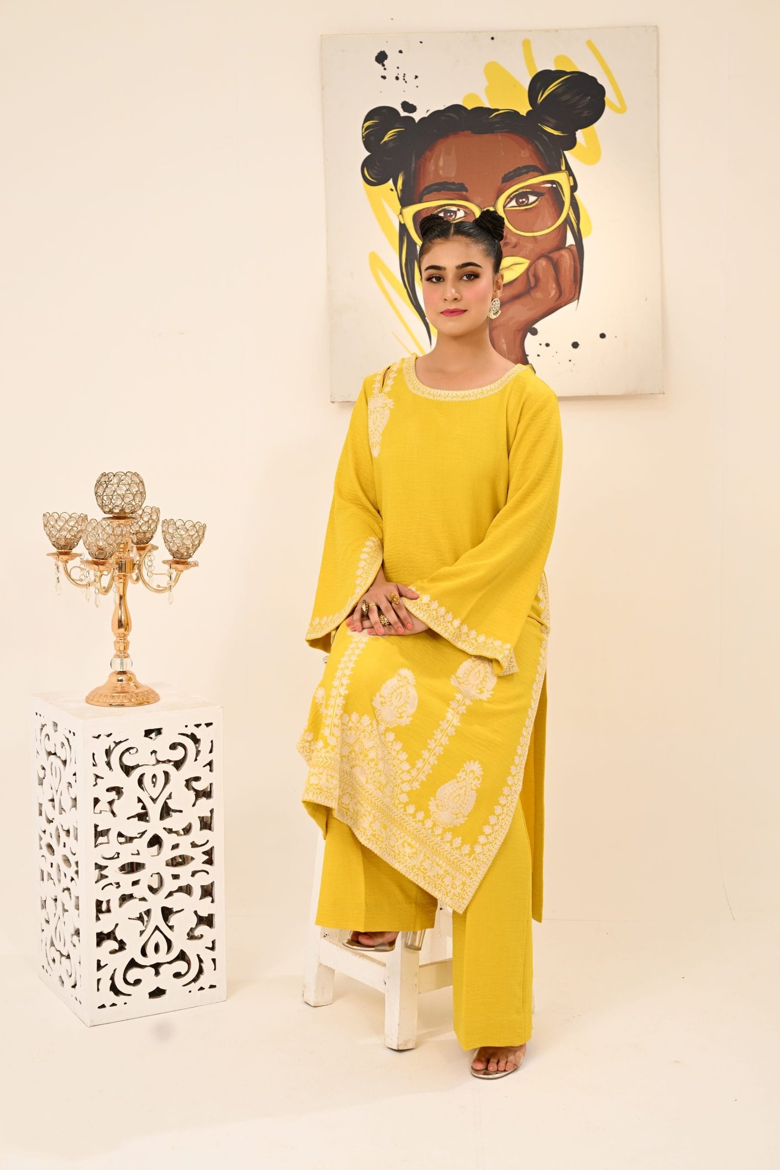 Dirty Yellow Long Shirt with Pants