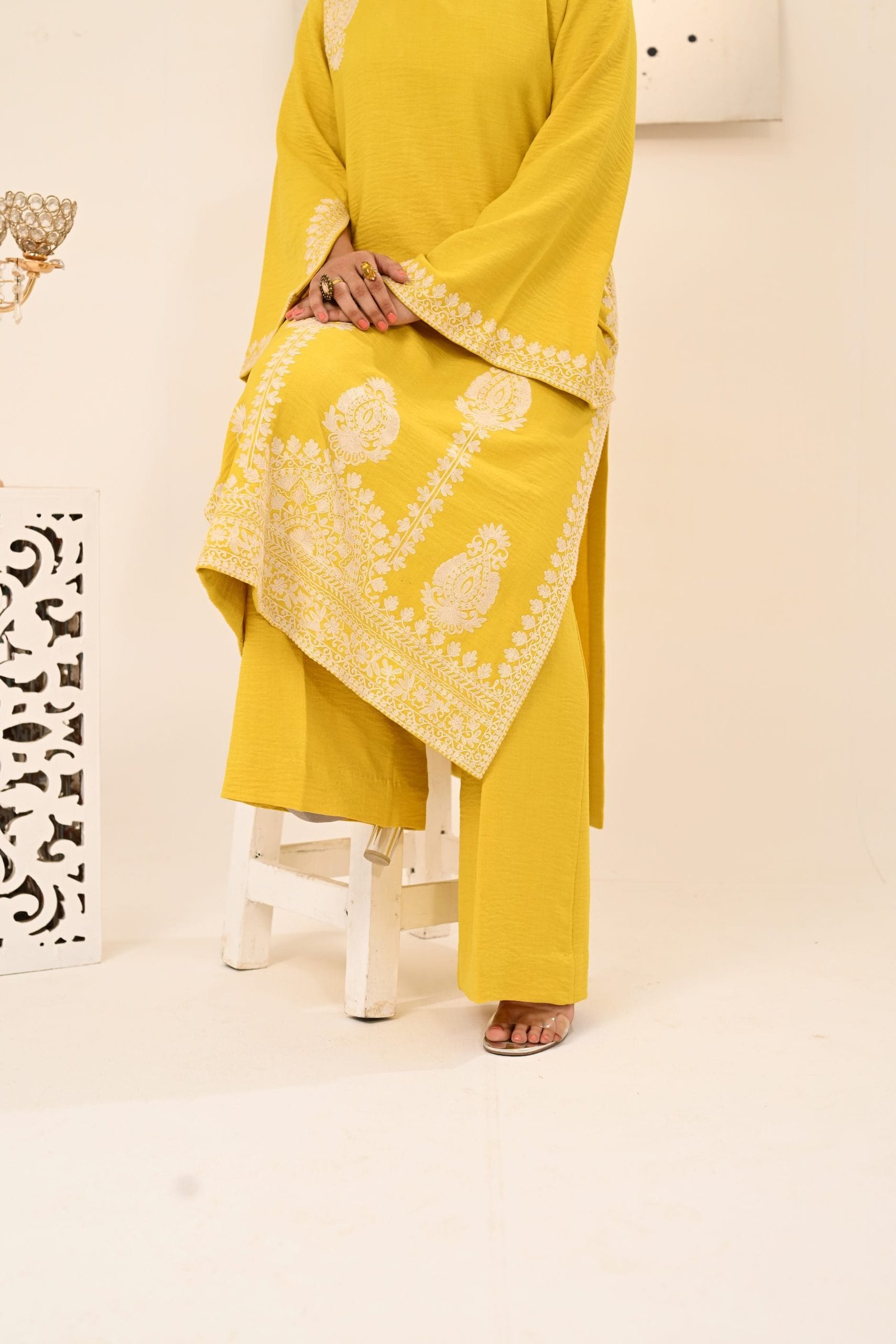 Dirty Yellow Long Shirt with Pants - Image 3