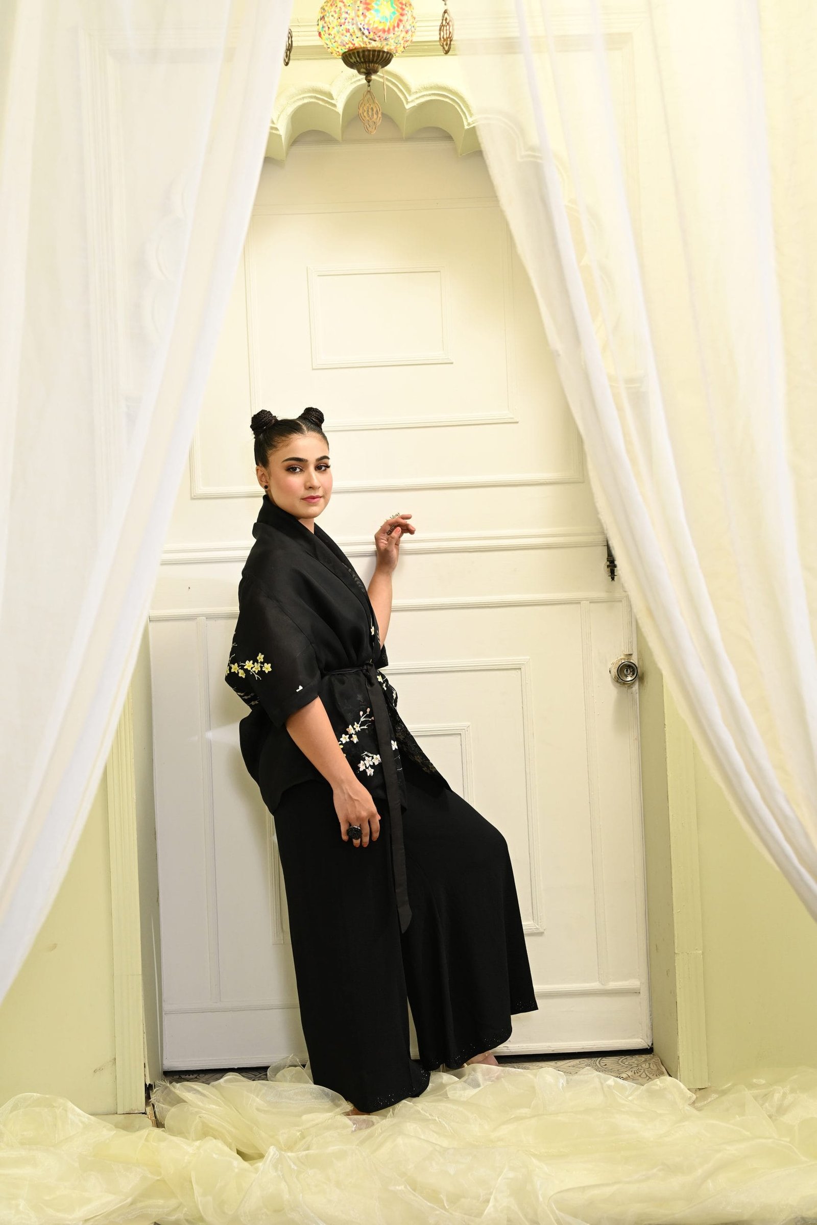 Black Organza Wrap Jacket - Image 10