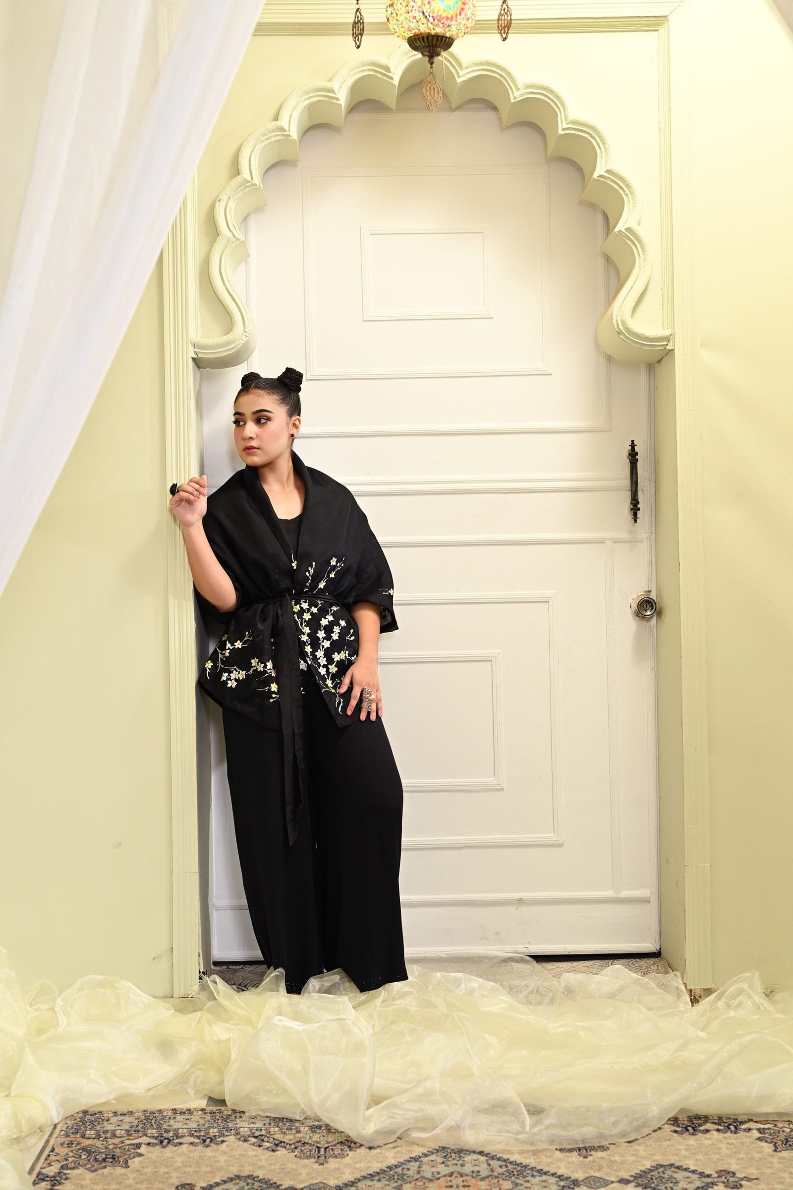 Black Organza Wrap Jacket - Image 9