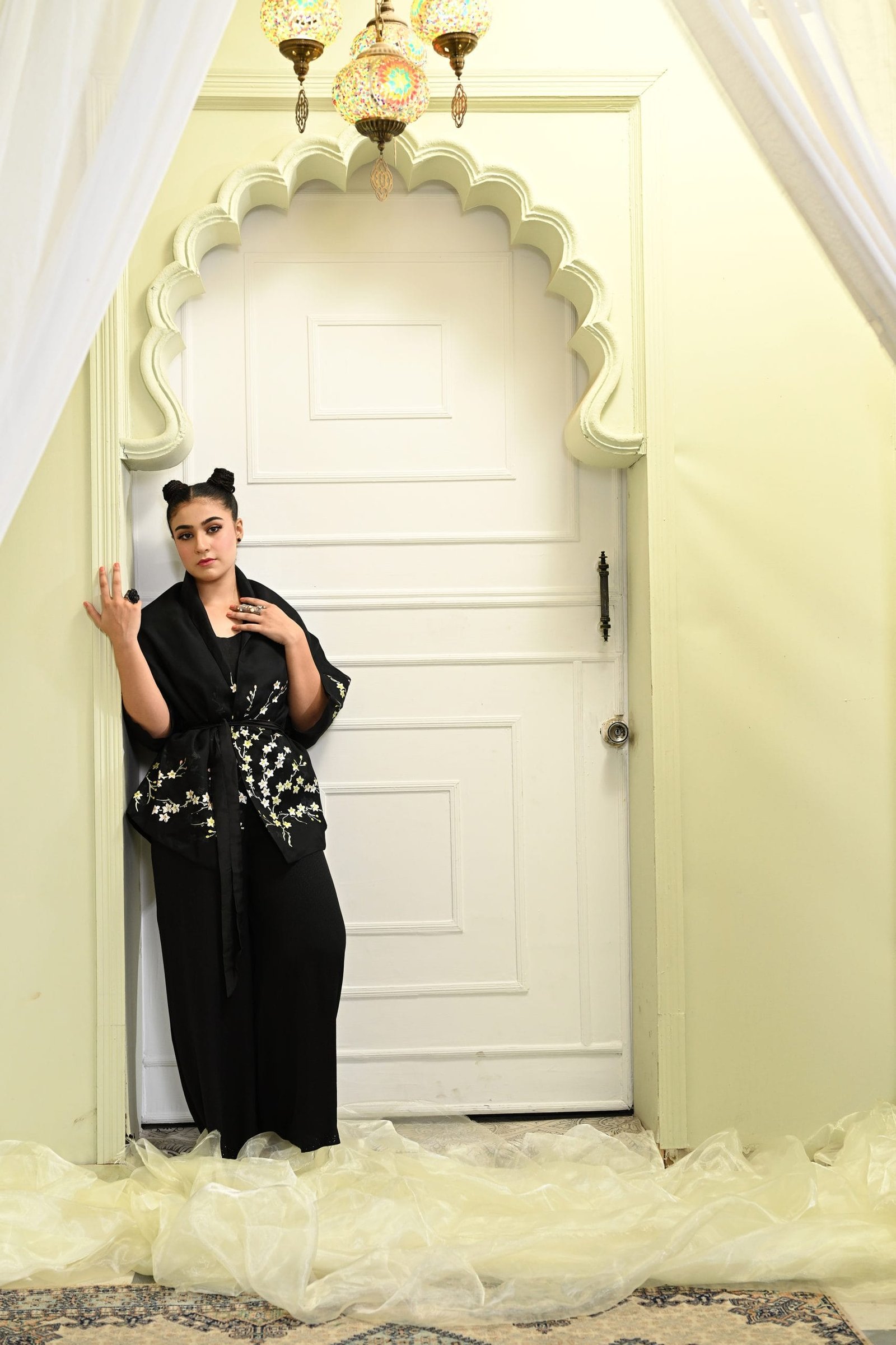 Black Organza Wrap Jacket - Image 8