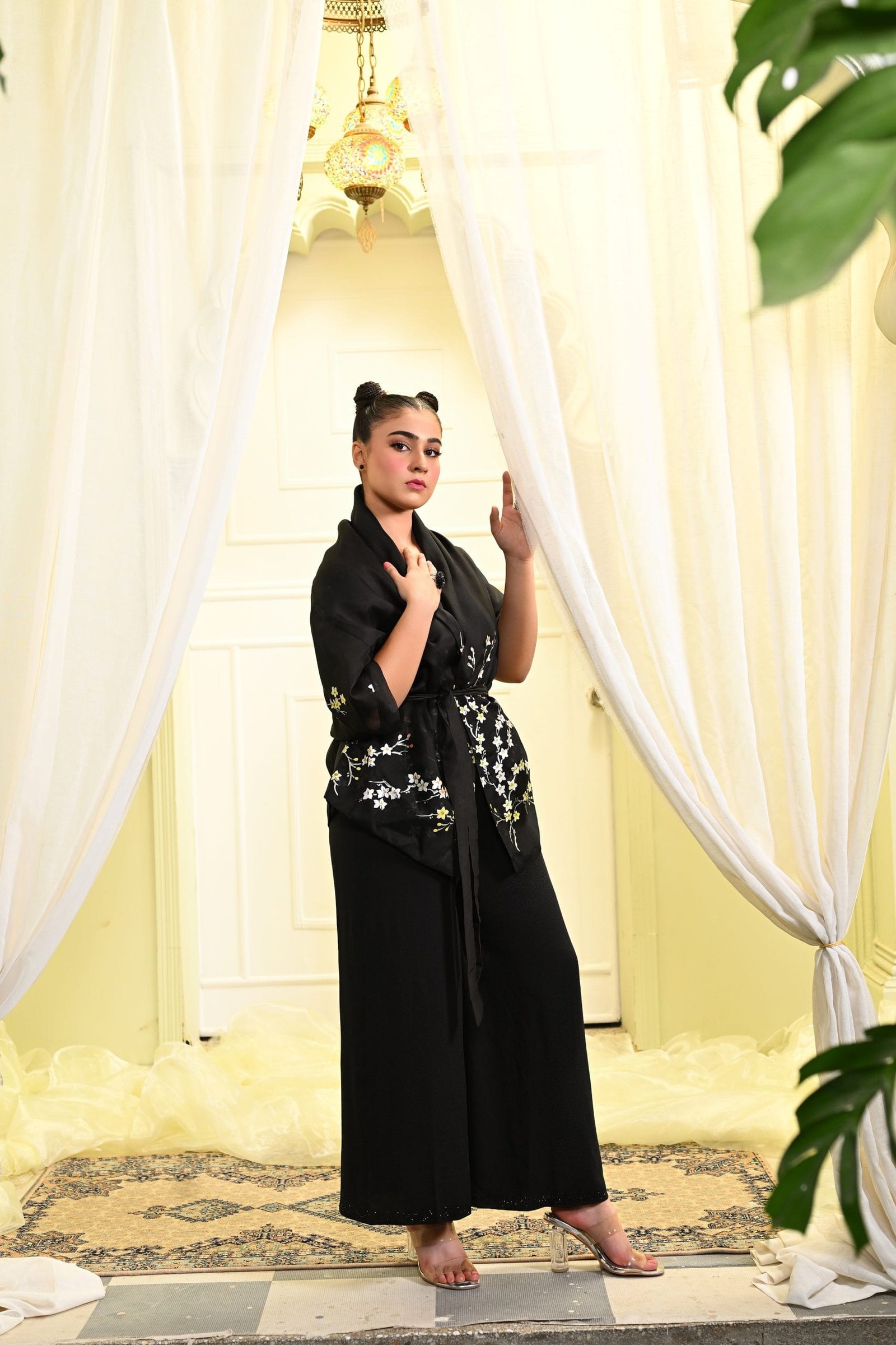 Black Organza Wrap Jacket