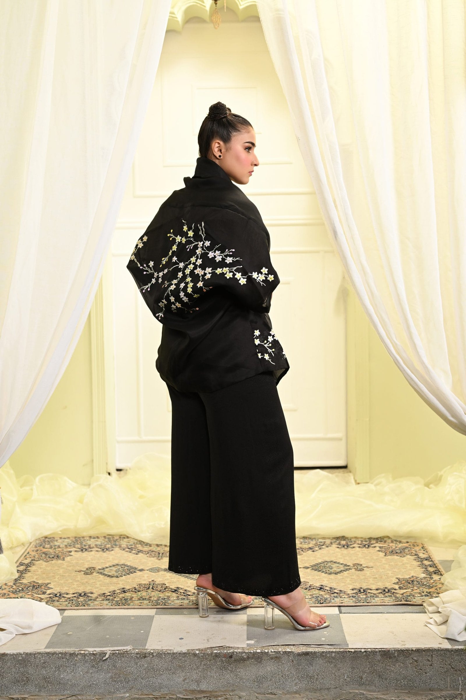 Black Organza Wrap Jacket - Image 4