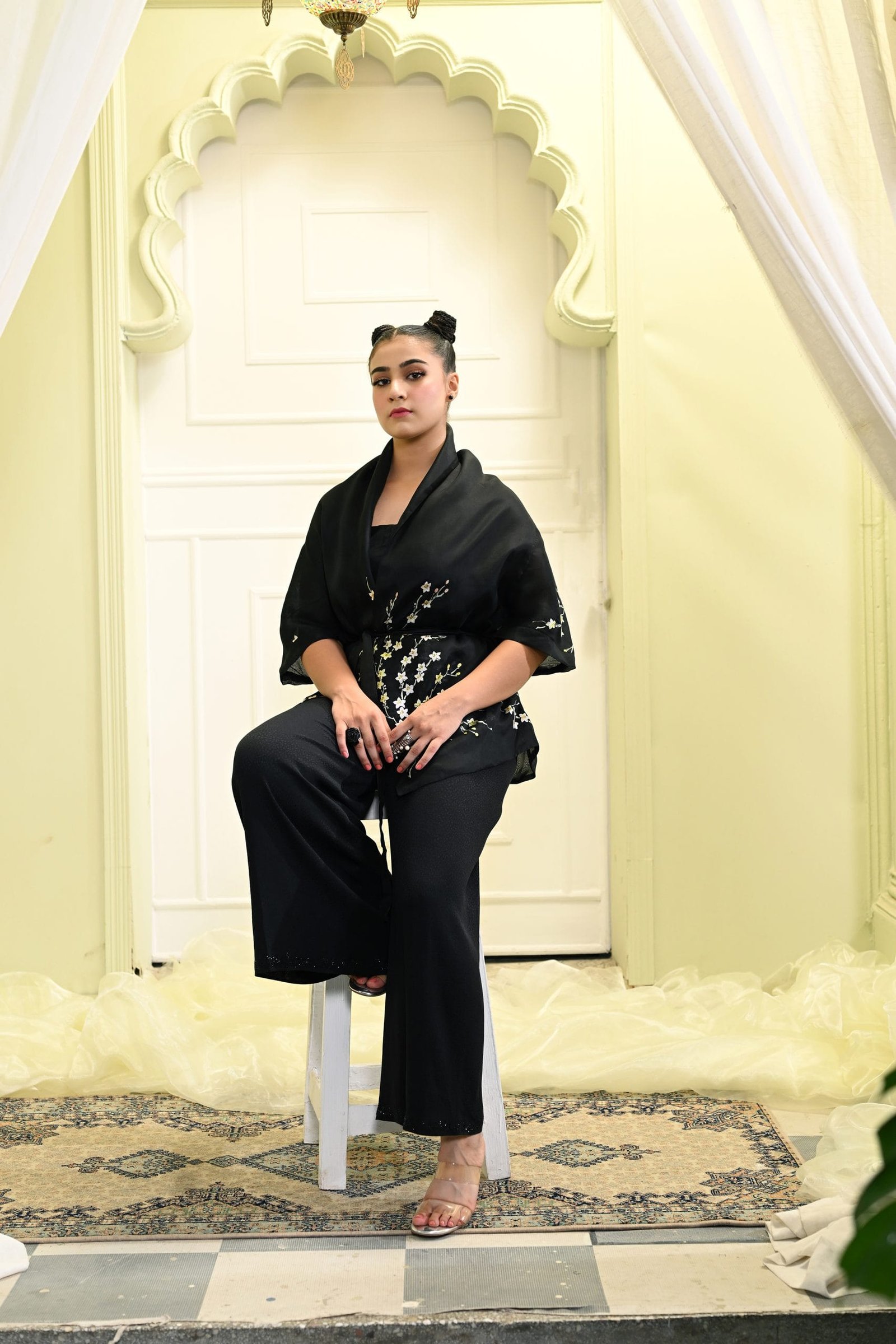 Black Organza Wrap Jacket - Image 3